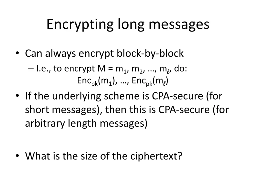 encrypting long messages 1