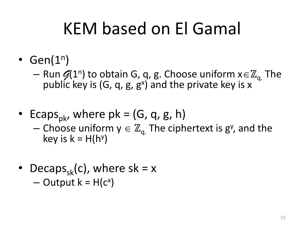 kem based on el gamal