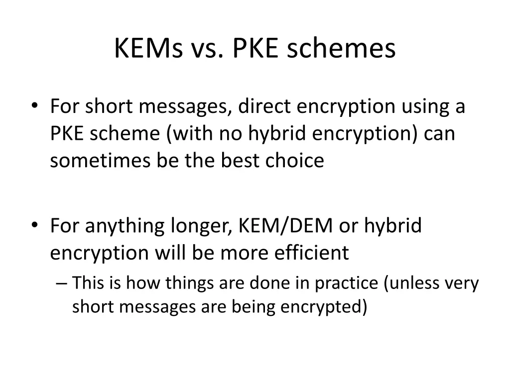 kems vs pke schemes