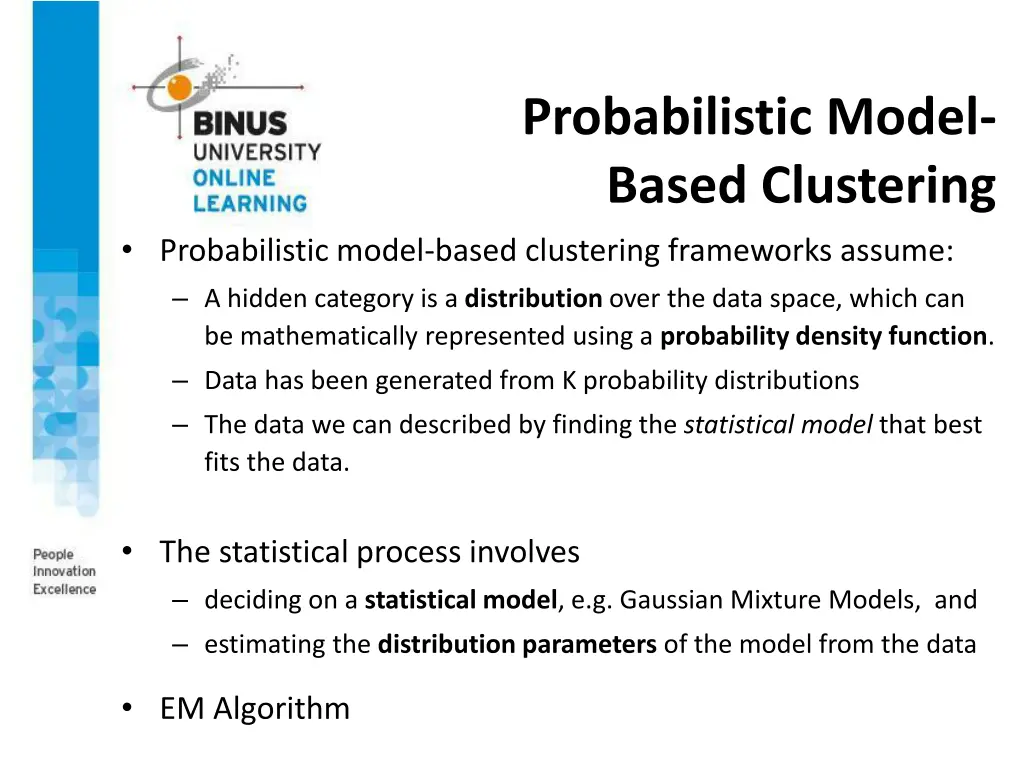 probabilistic model based clustering 1