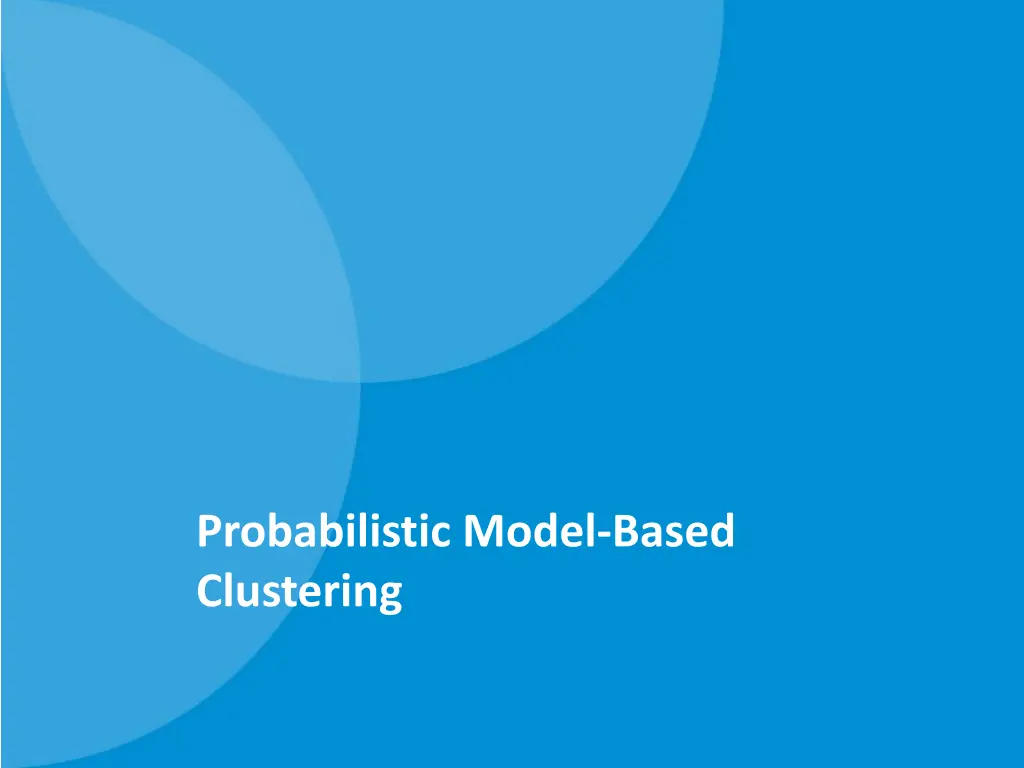 probabilistic model based clustering