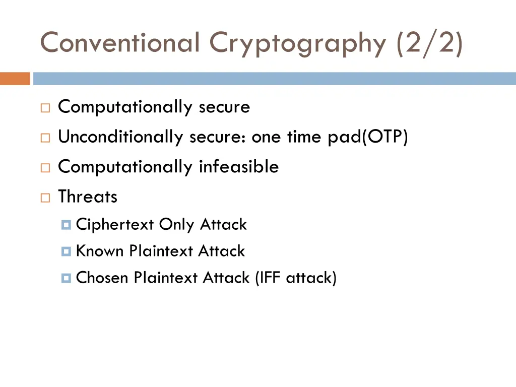 conventional cryptography 2 2