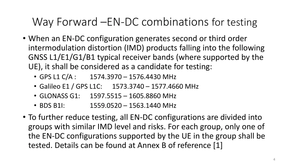 way forward en dc combinations for testing