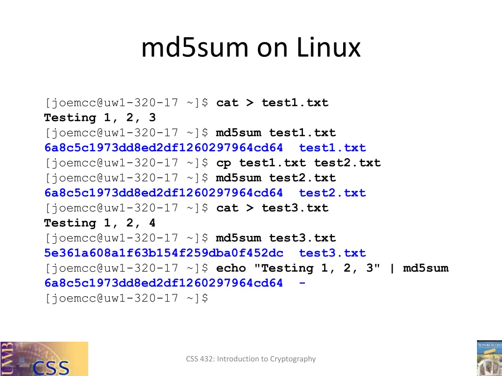 md5sum on linux