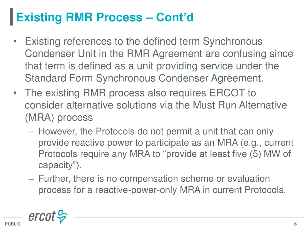 existing rmr process cont d 1
