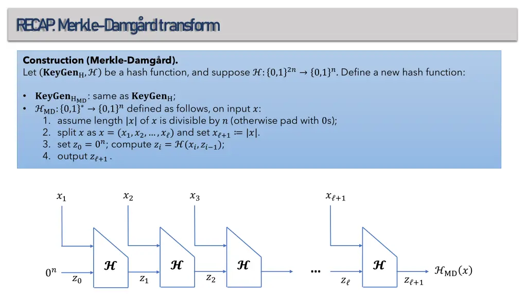 re c a p m erkle d am g rd transform