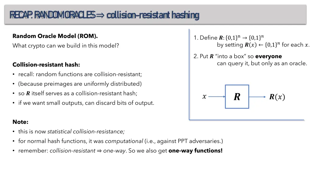 re c a p r a n d om or a c l e s collision