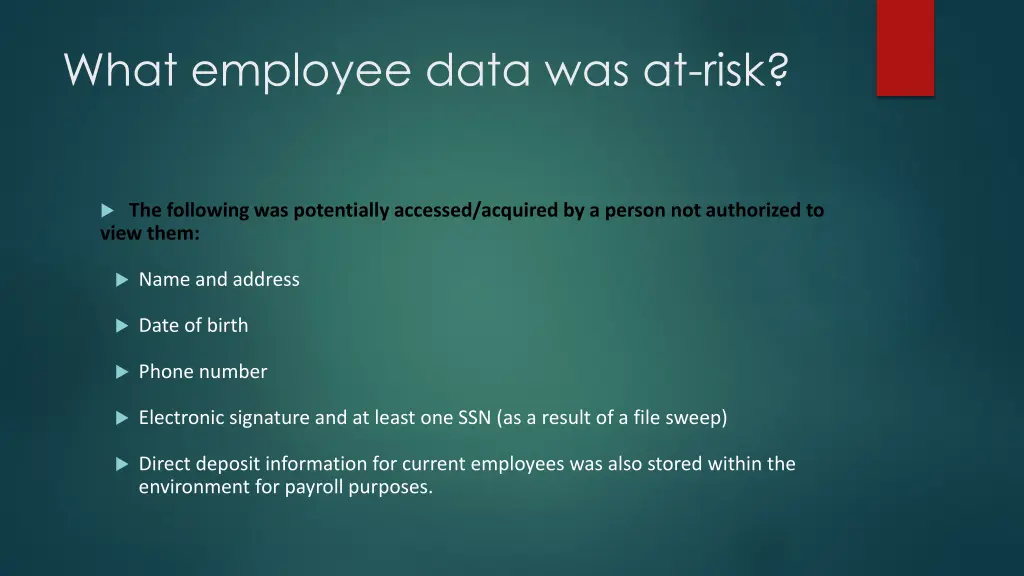 what employee data was at risk