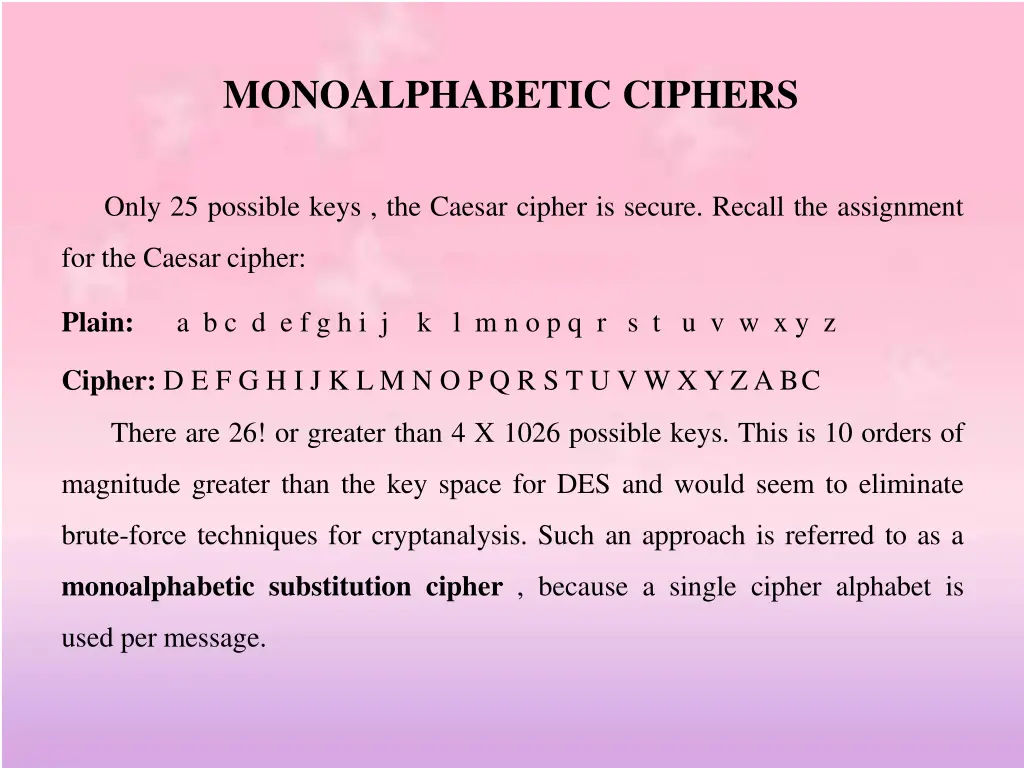 monoalphabetic ciphers