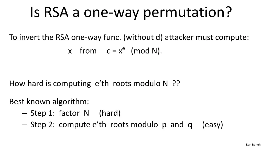 is rsa a one way permutation