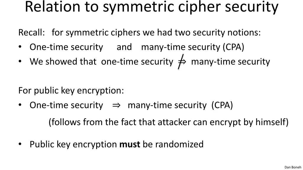 relation to symmetric cipher security