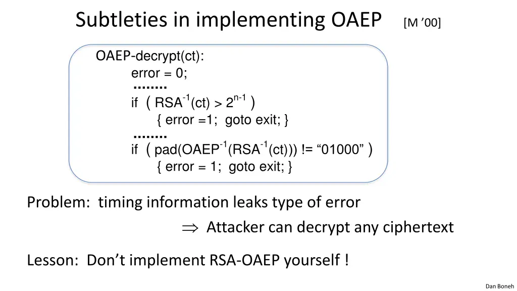 subtleties in implementing oaep m 00