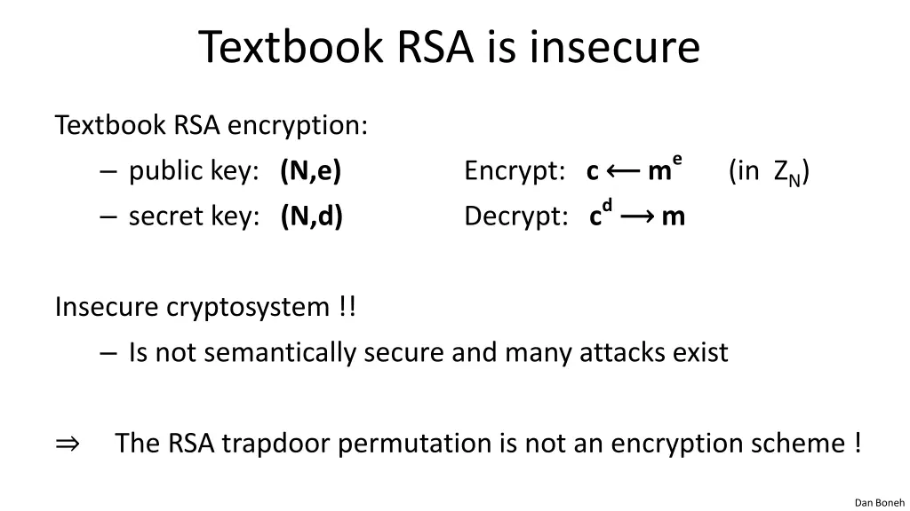textbook rsa is insecure
