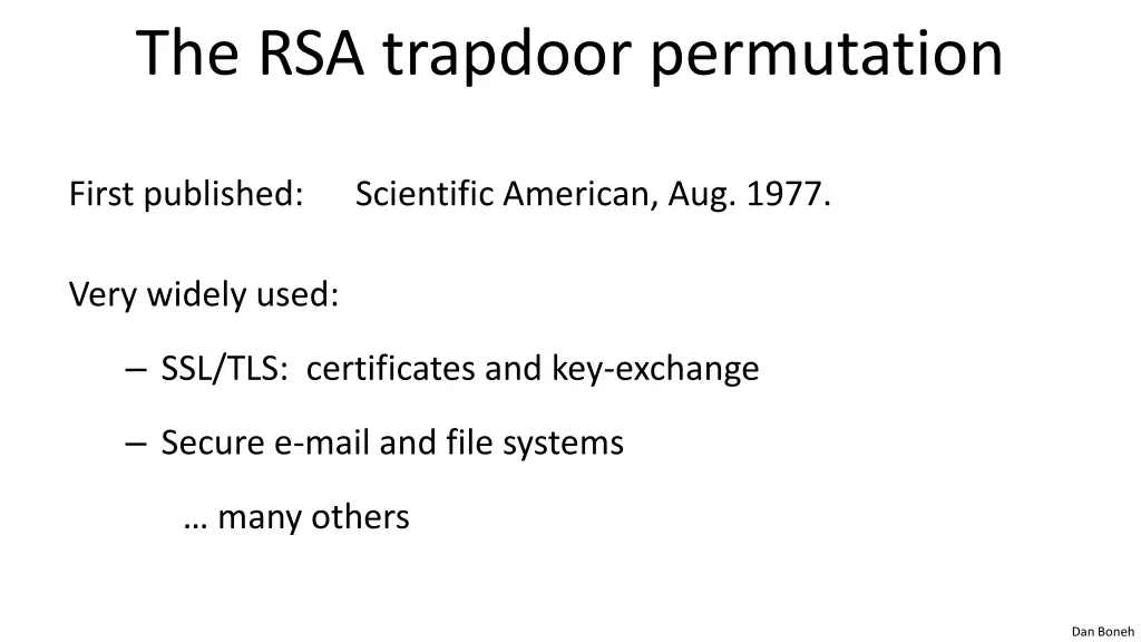 the rsa trapdoor permutation