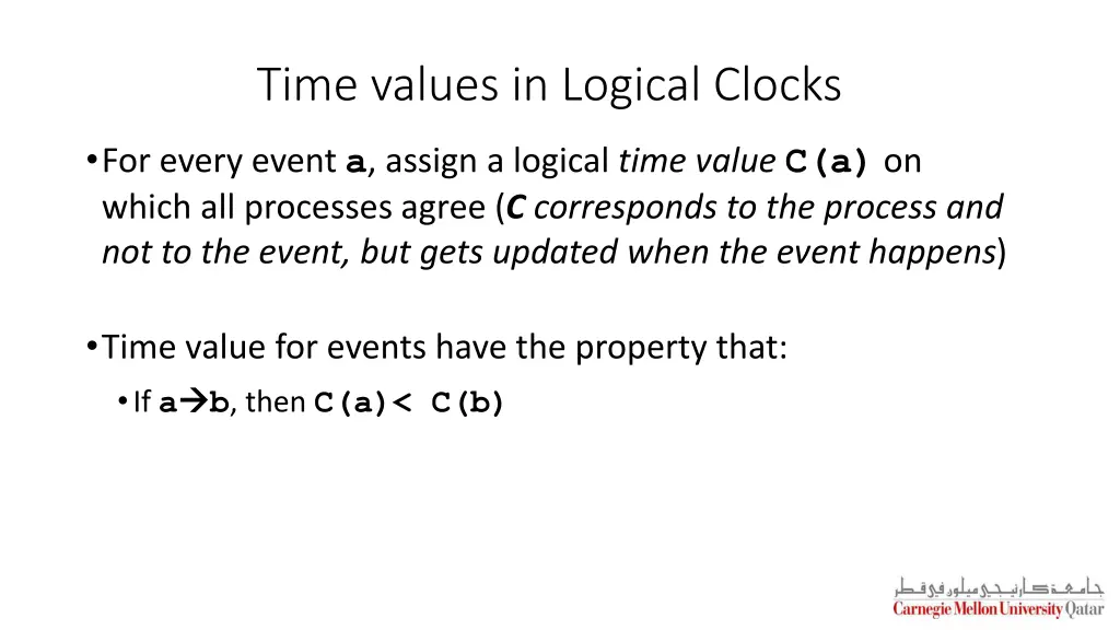 time values in logical clocks
