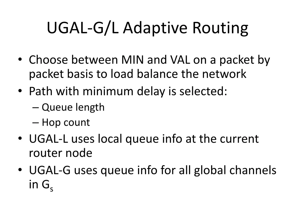 ugal g l adaptive routing