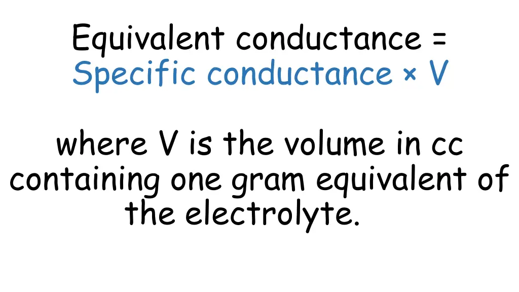 equivalent conductance specific conductance v