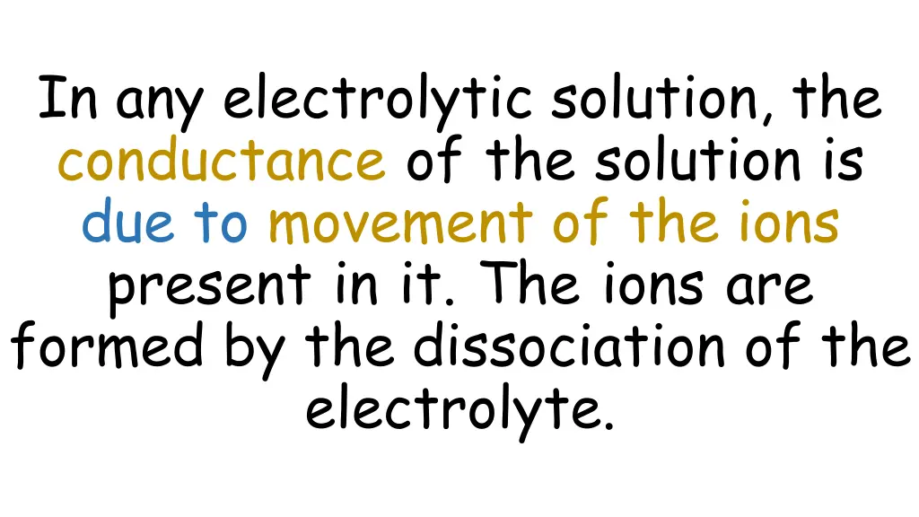 in any electrolytic solution the conductance
