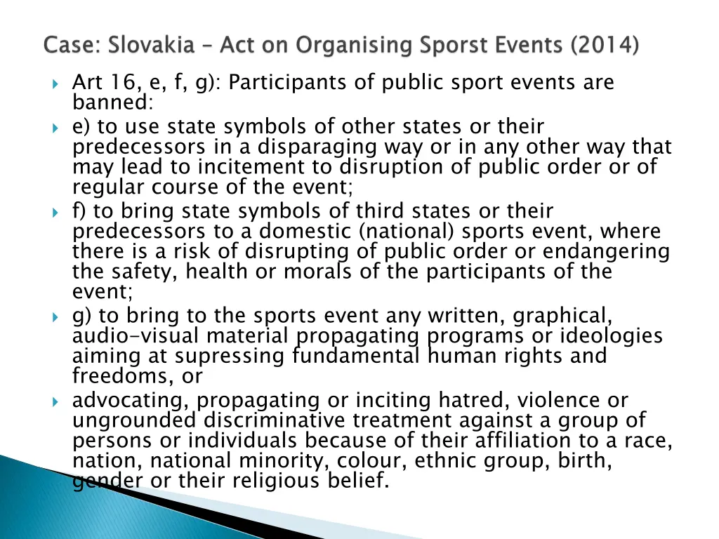 art 16 e f g participants of public sport events