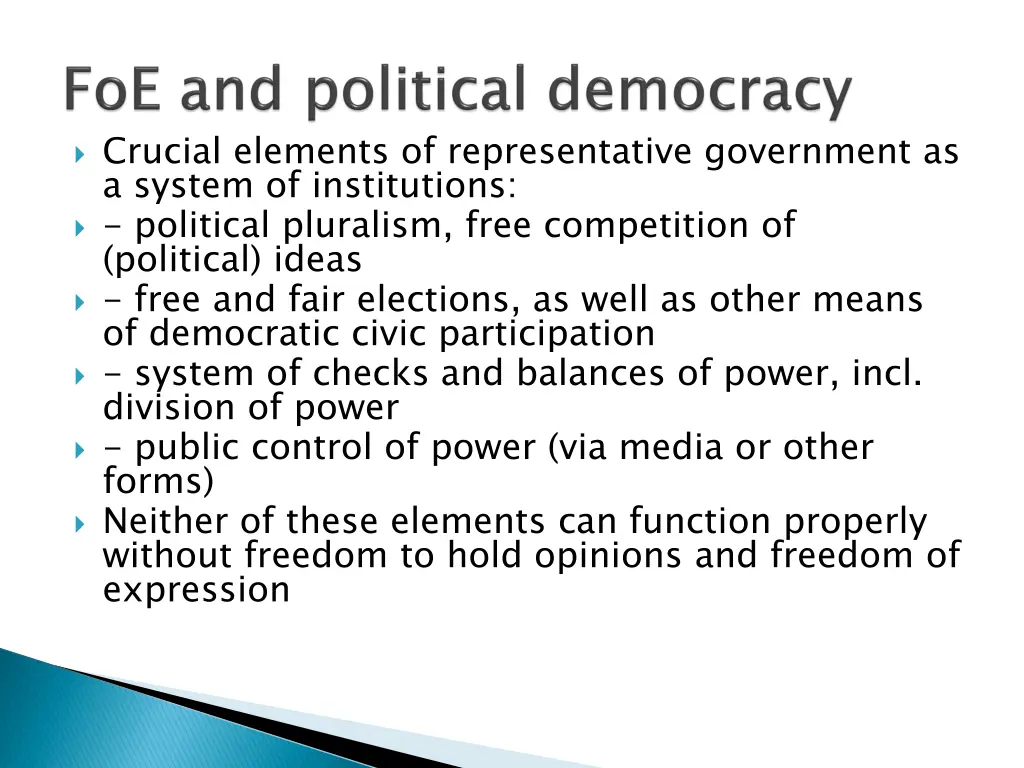 crucial elements of representative government
