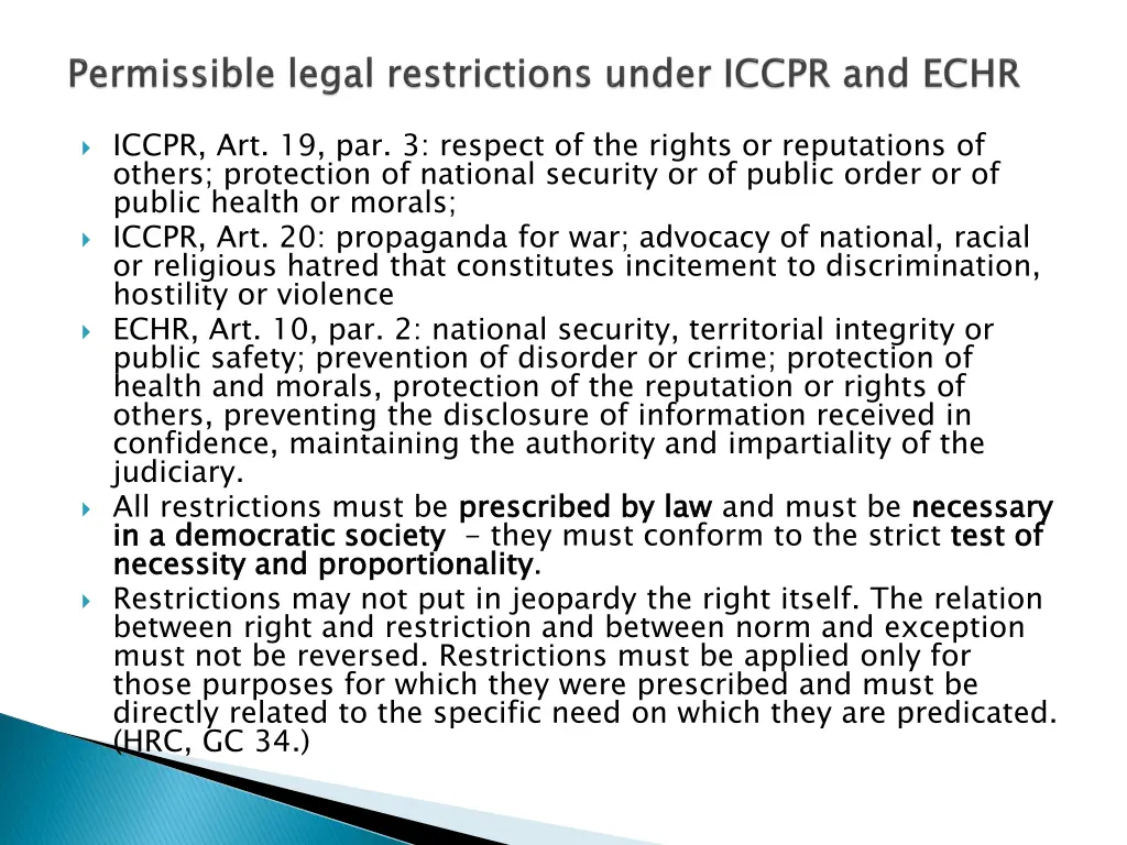 iccpr art 19 par 3 respect of the rights