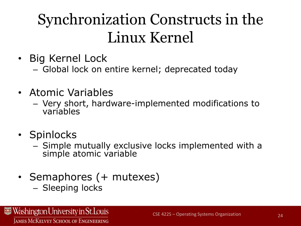 synchronization constructs in the linux kernel