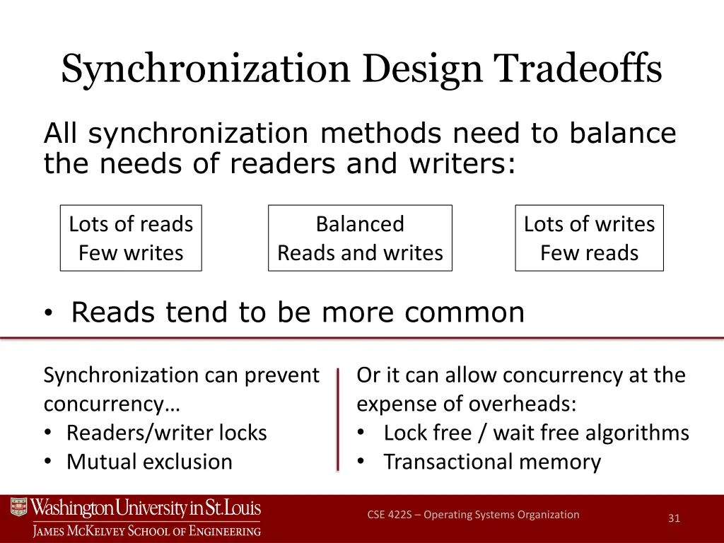 synchronization design tradeoffs