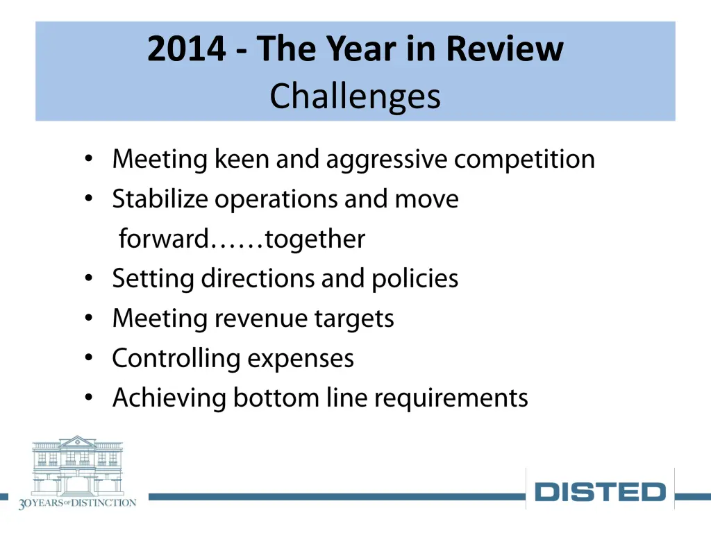 2014 the year in review challenges