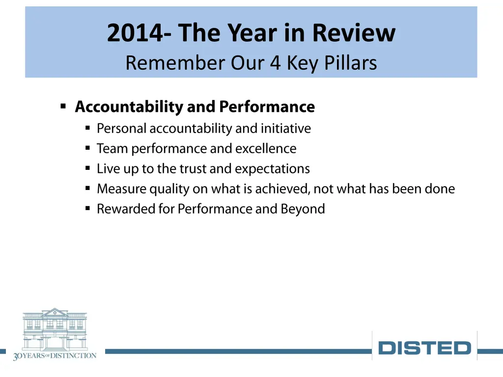2014 the year in review remember our 4 key pillars 1
