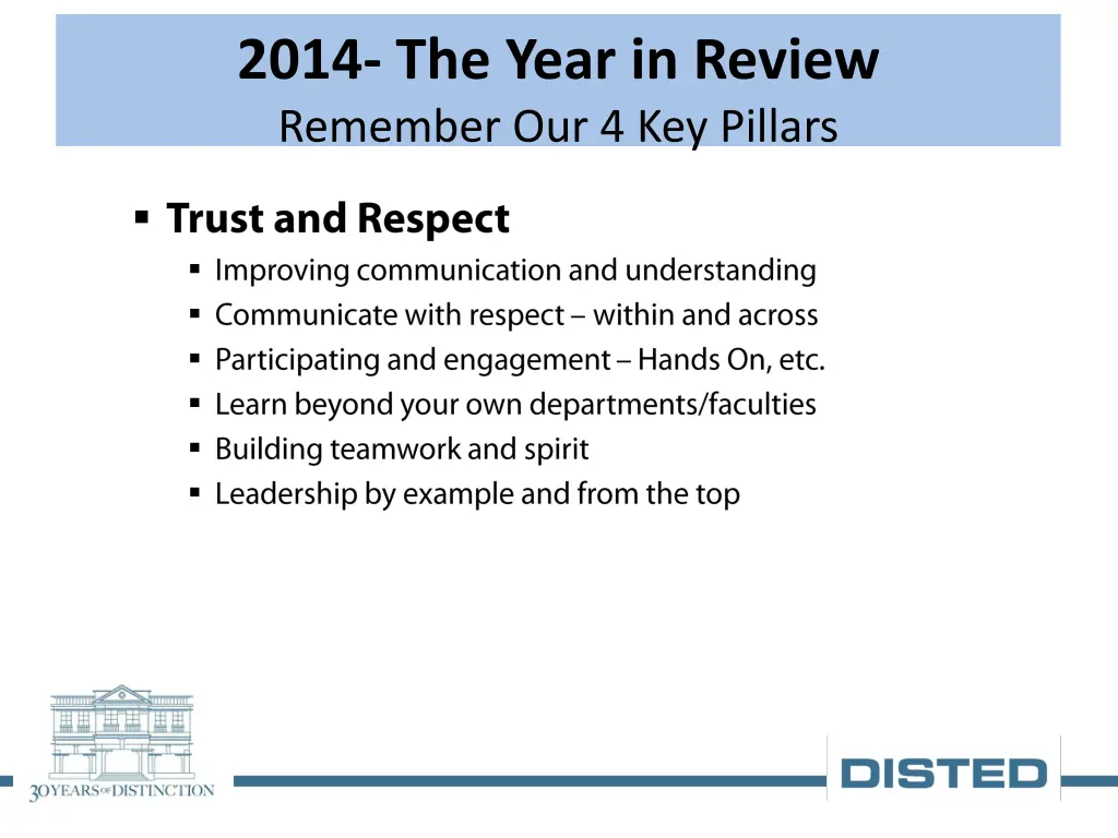 2014 the year in review remember our 4 key pillars