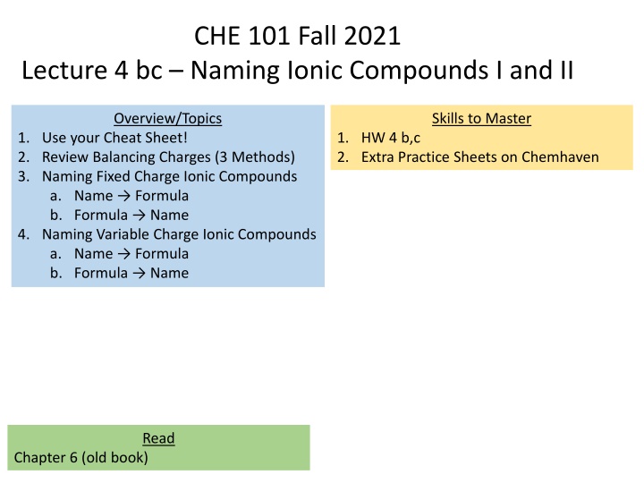 che 101 fall 2021