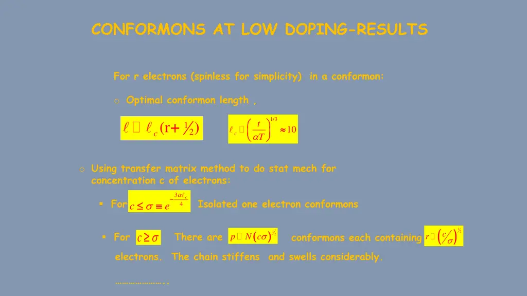 conformons at low doping results