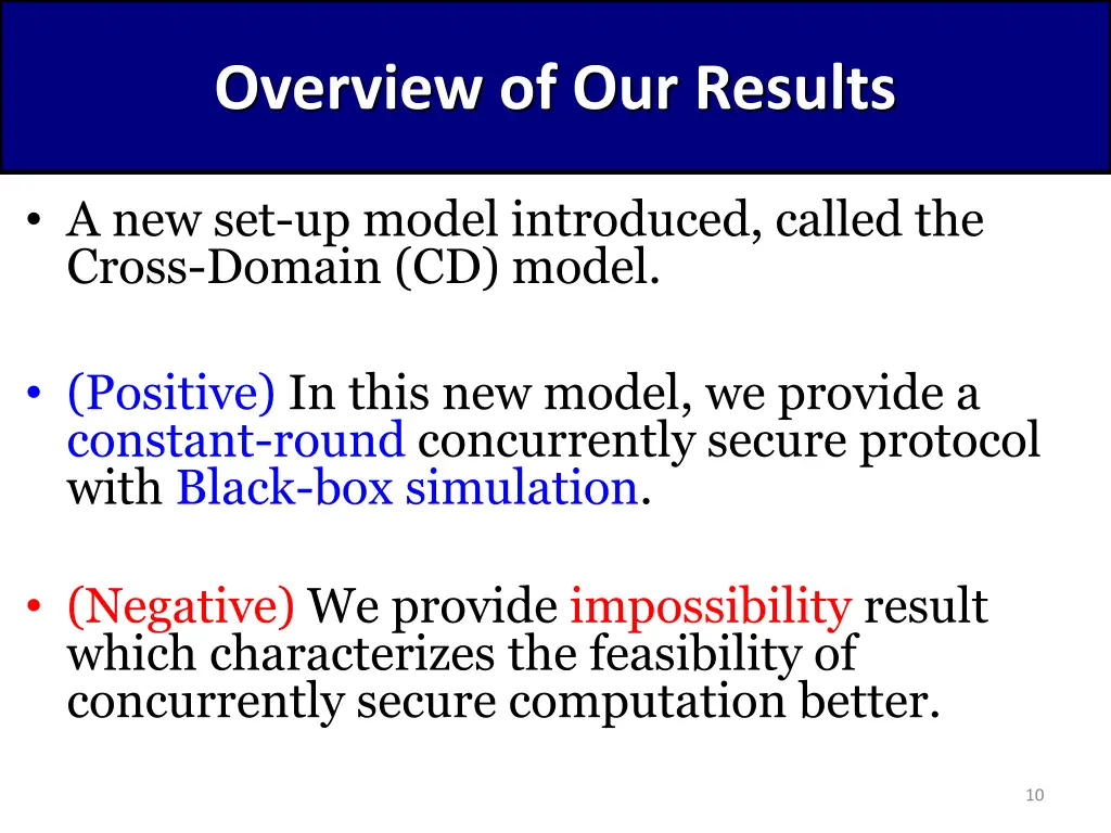 overview of our results