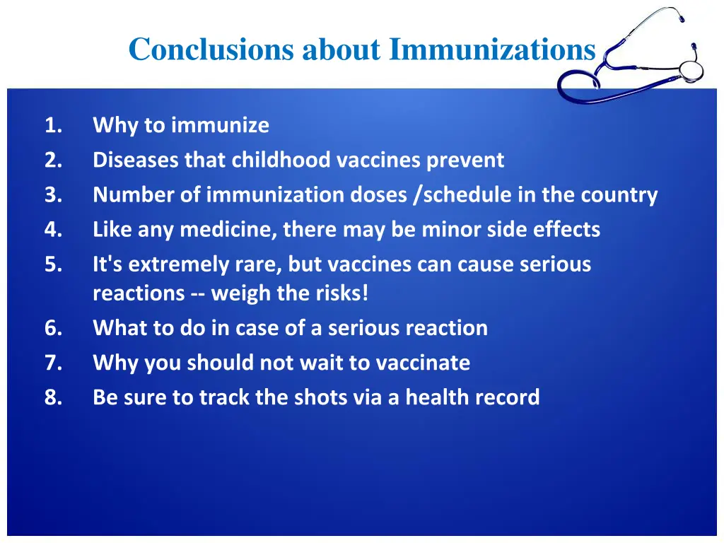 conclusions about immunizations