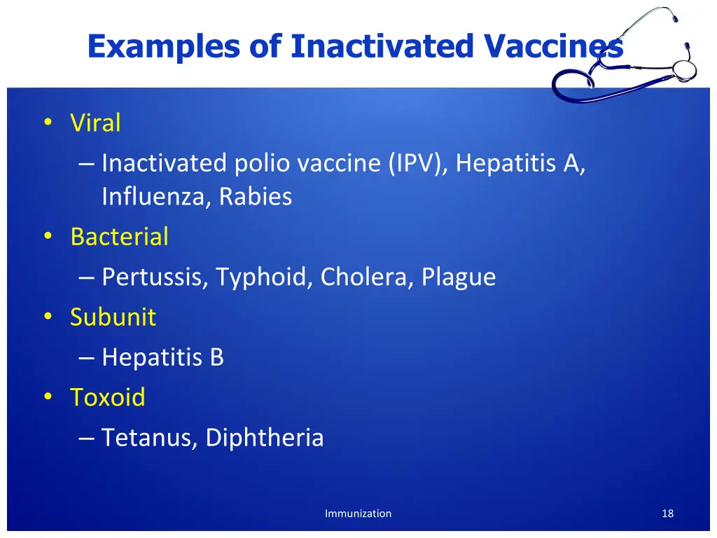 examples of inactivated vaccines
