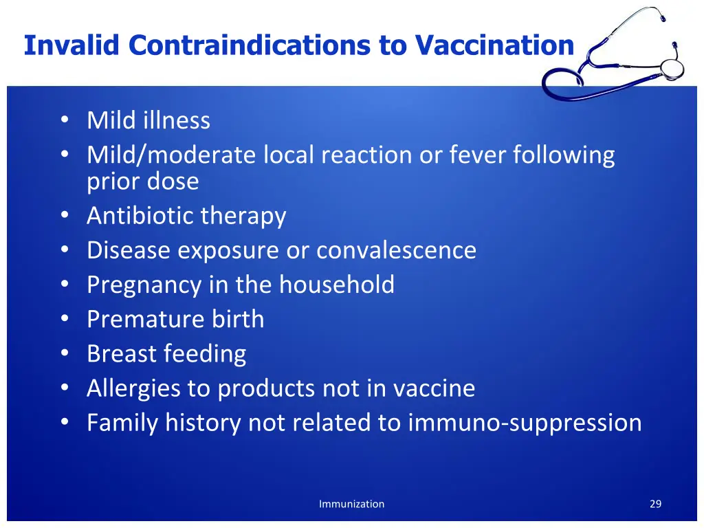 invalid contraindications to vaccination