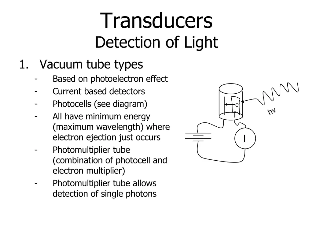 transducers detection of light