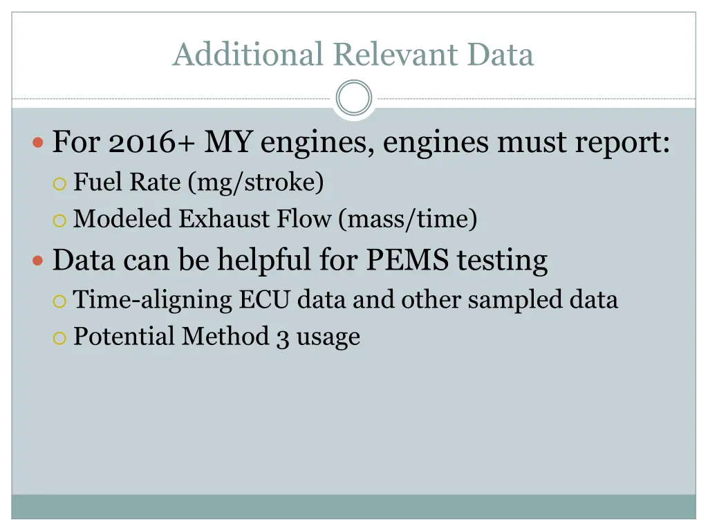 additional relevant data
