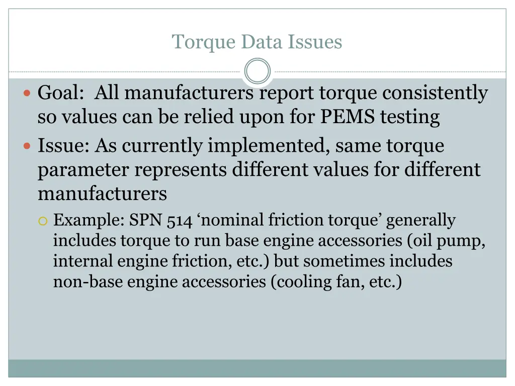 torque data issues