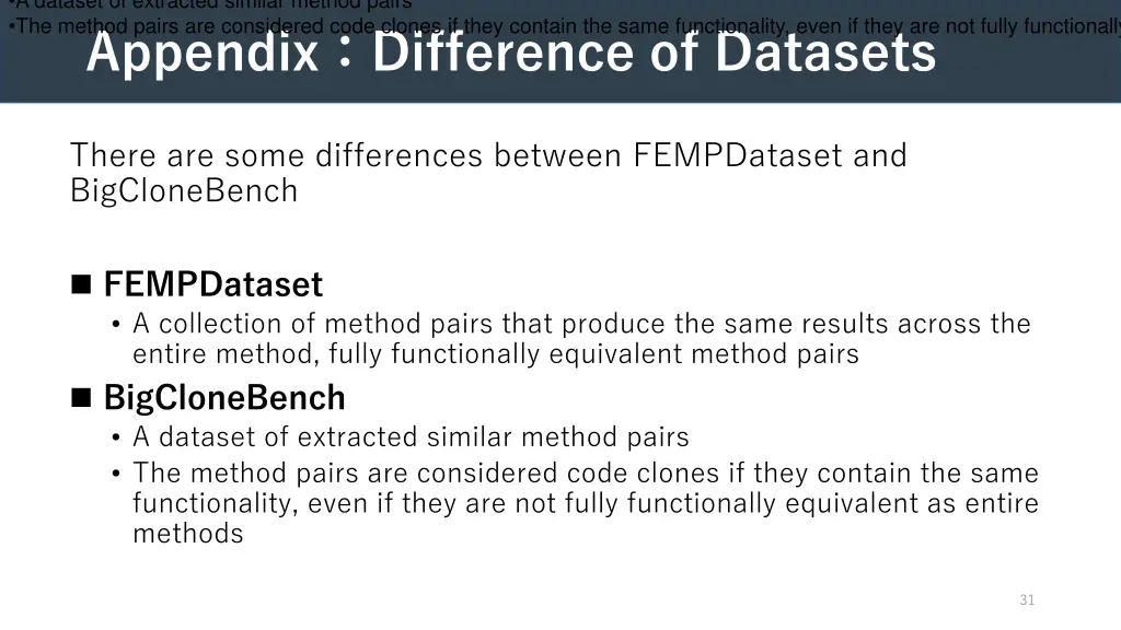 a dataset of extracted similar method pairs