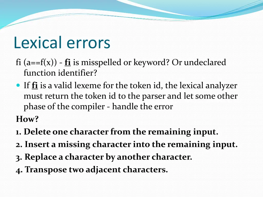 lexical errors