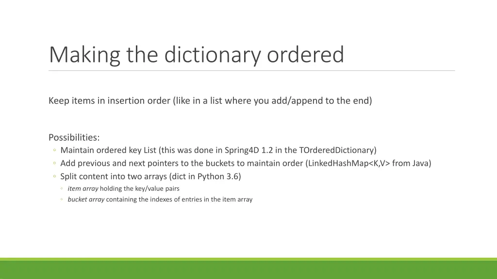 making the dictionary ordered