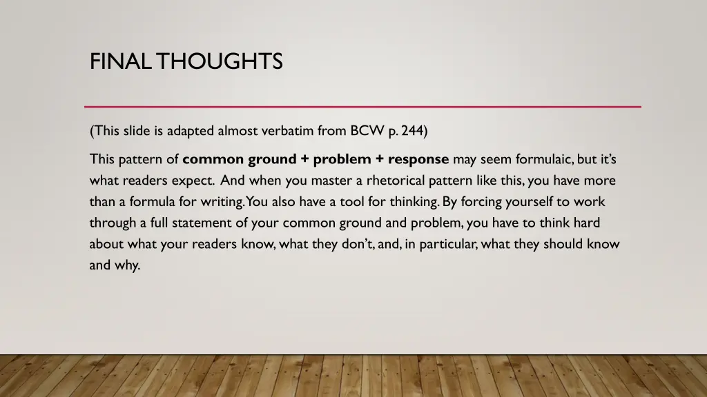 final thoughts
