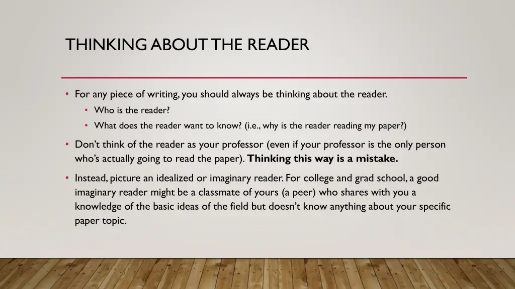 thinking about the reader