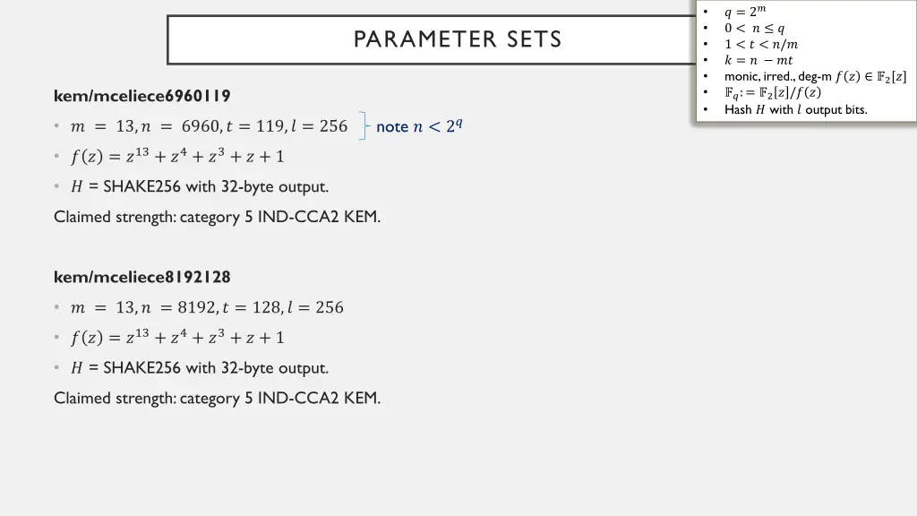 2 0 1 monic irred deg m 2 2 hash with output bits 3