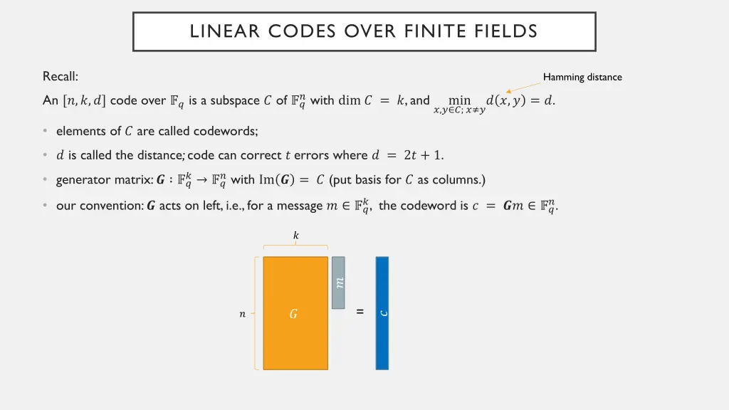 linear codes over finite fields