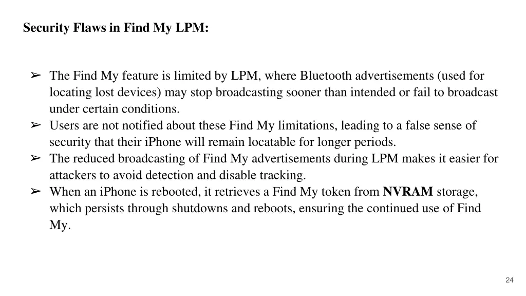 security flaws in find my lpm