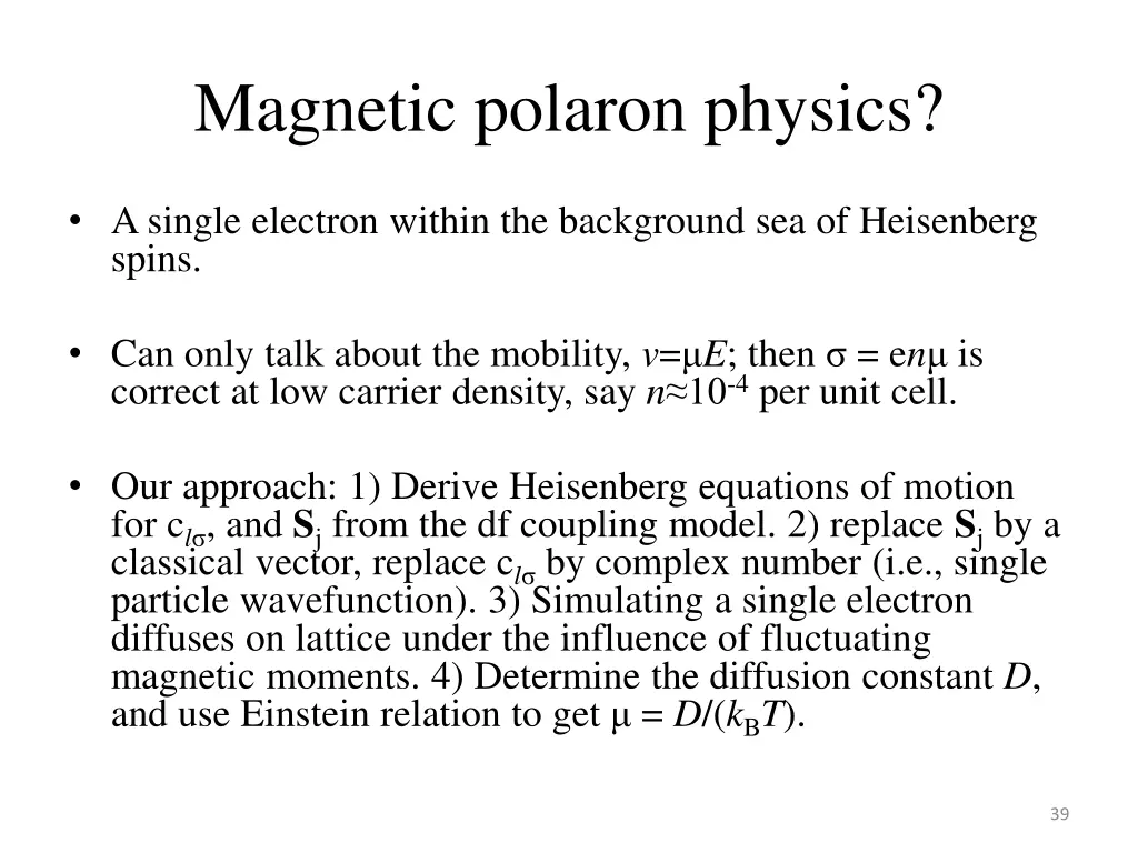 magnetic polaron physics