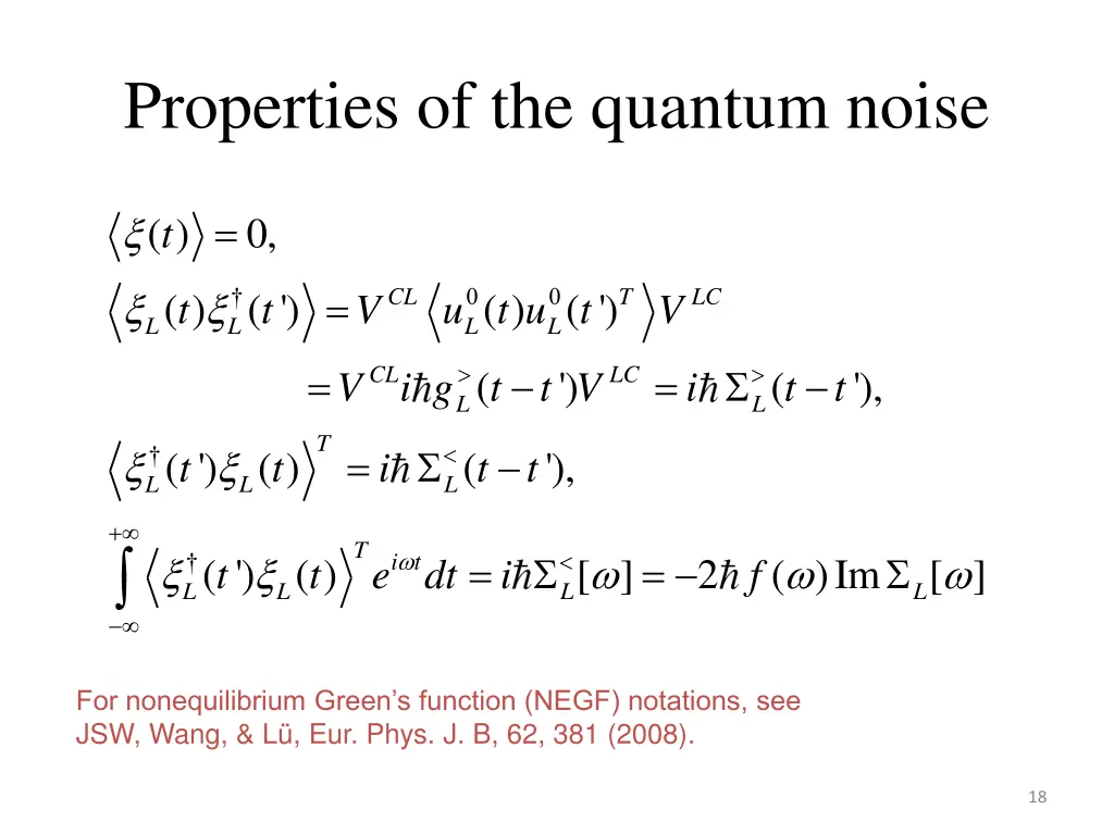 properties of the quantum noise