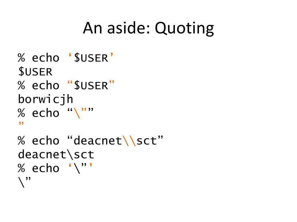 an aside quoting